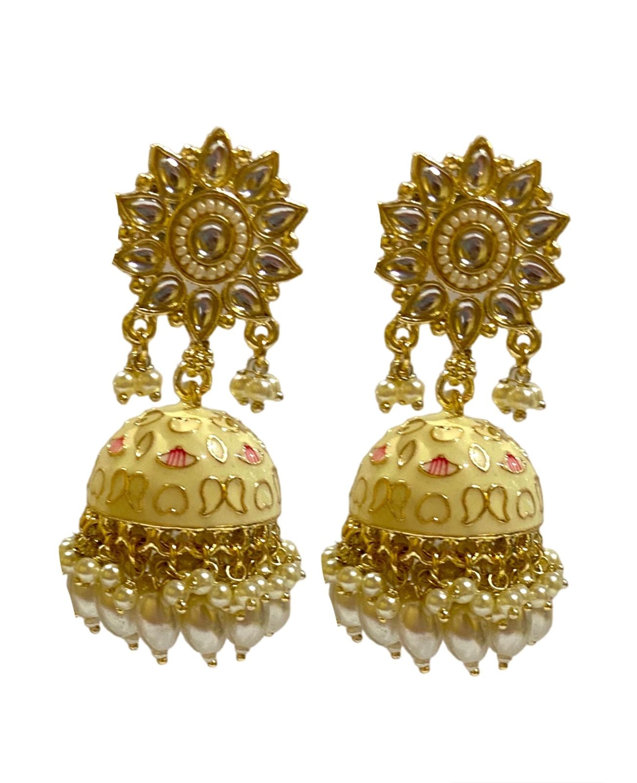 DULL CREAM MANKARI EARRINGS