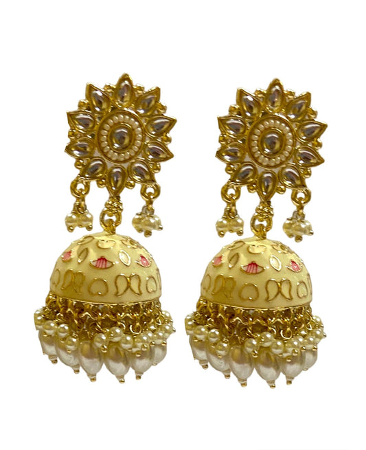 DULL CREAM MANKARI EARRINGS